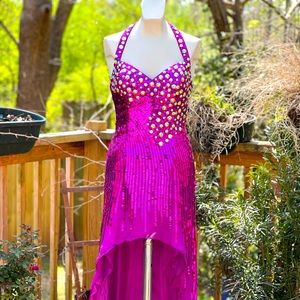 Plum Backless Evening Gown